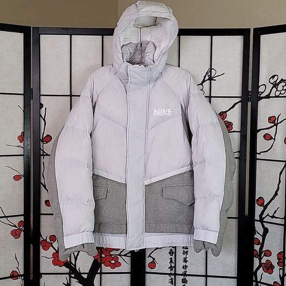 Nike x Sacai Bomber Goose Down Nikelab Parka Men Size Small Hooded Coat - Picture 3 of 10